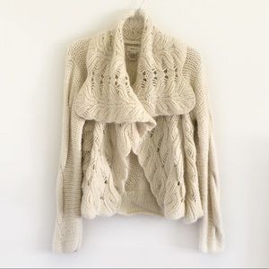 Anthro Sleeping On Snow Cable Blanket Cardigan